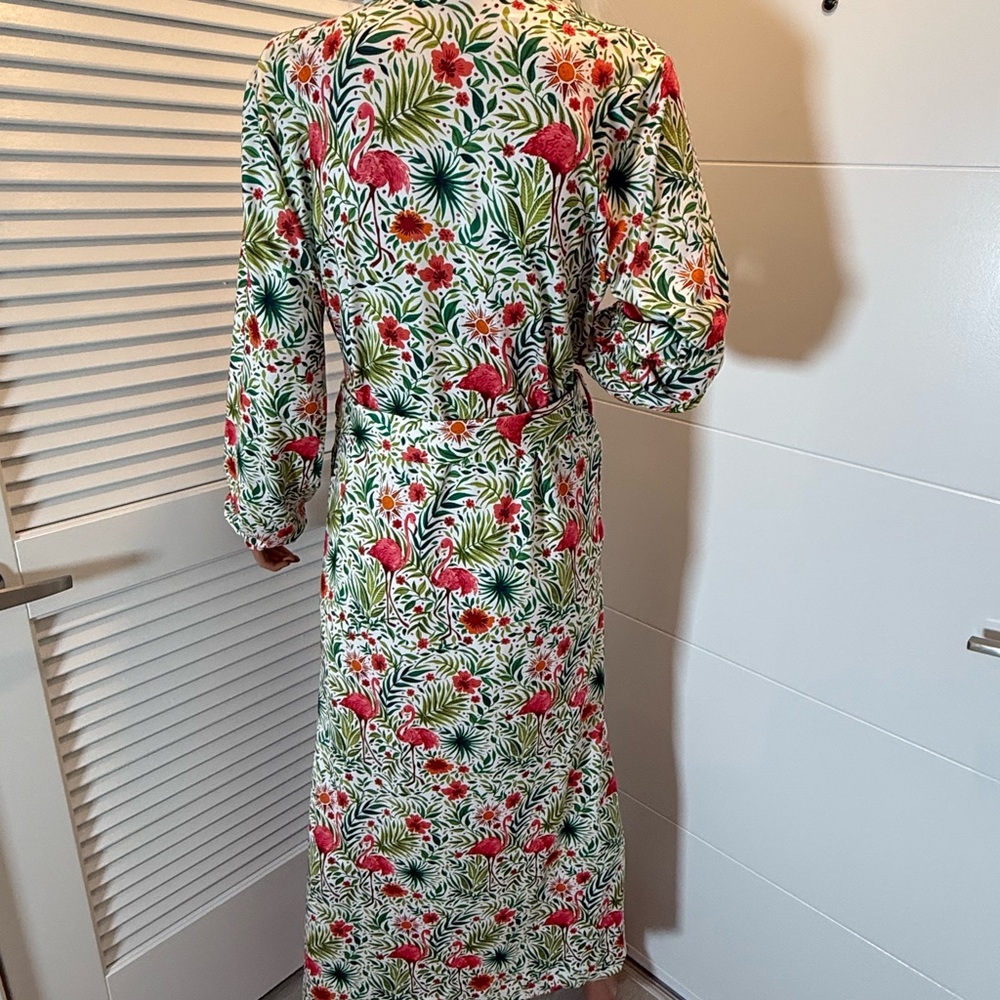 Mason Grey Floral Long banded robe small - Picture 7 of 13